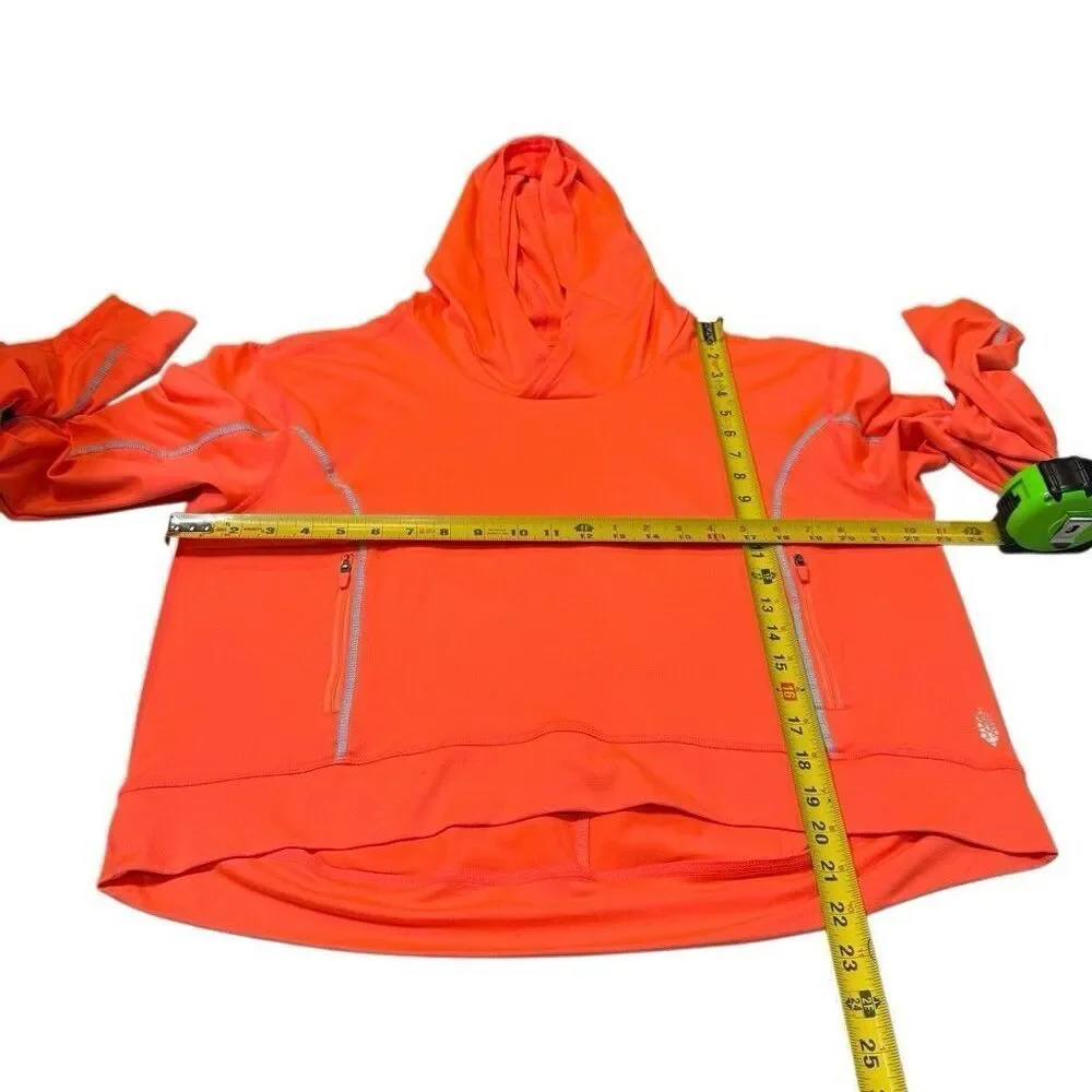 Free People Movement Neon Orange Hoodie Size Large with Reflective Strips